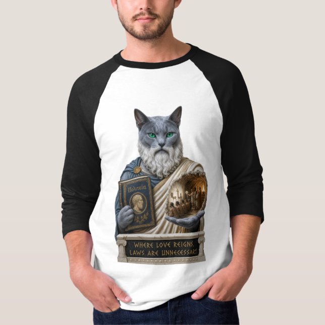 Rysk Blå Plato Katt T Shirt (Framsida)