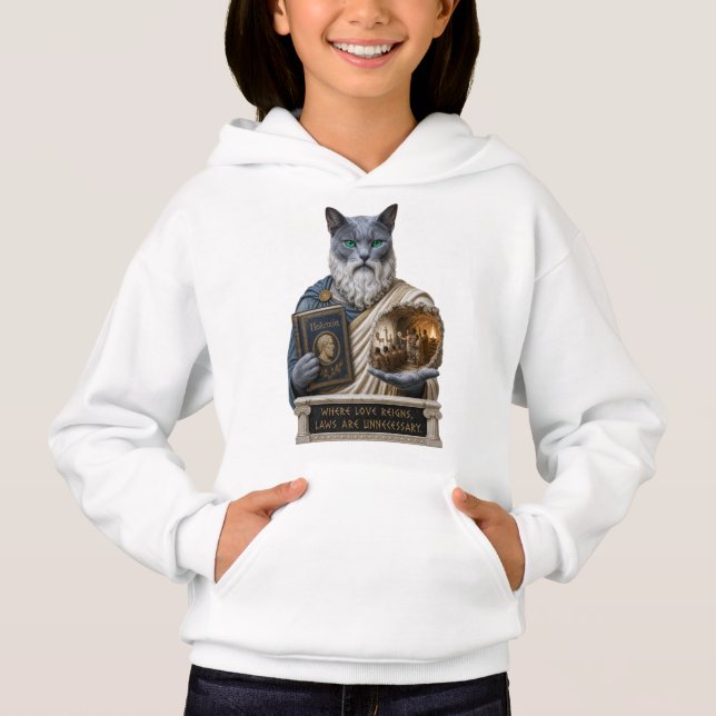 Rysk Blå Plato Katt T Shirt (Framsida)