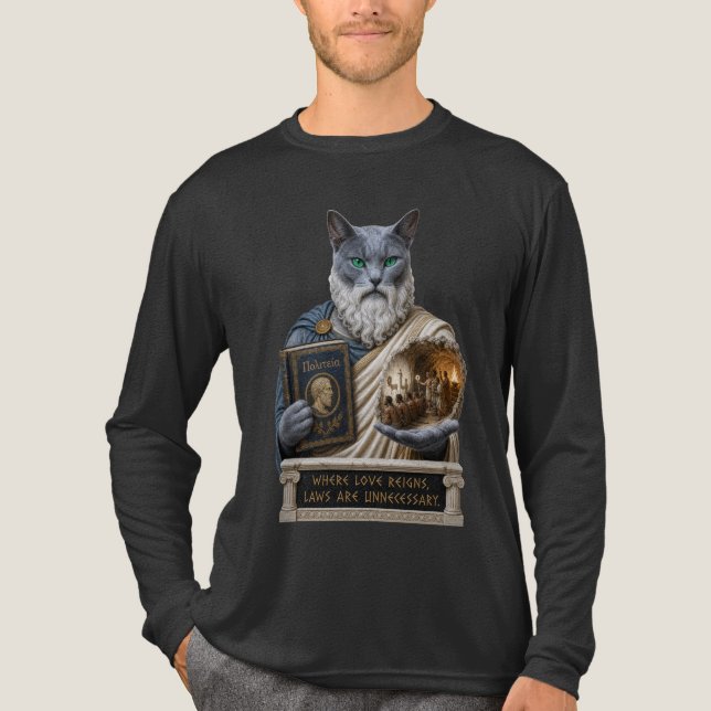 Rysk Blå Plato Katt T Shirt (Framsida)