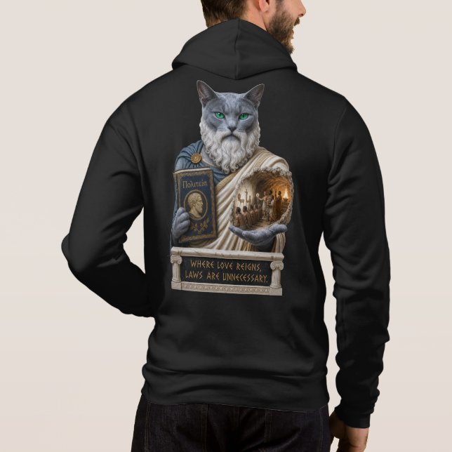Rysk Blå Plato Katt T Shirt (Baksida)