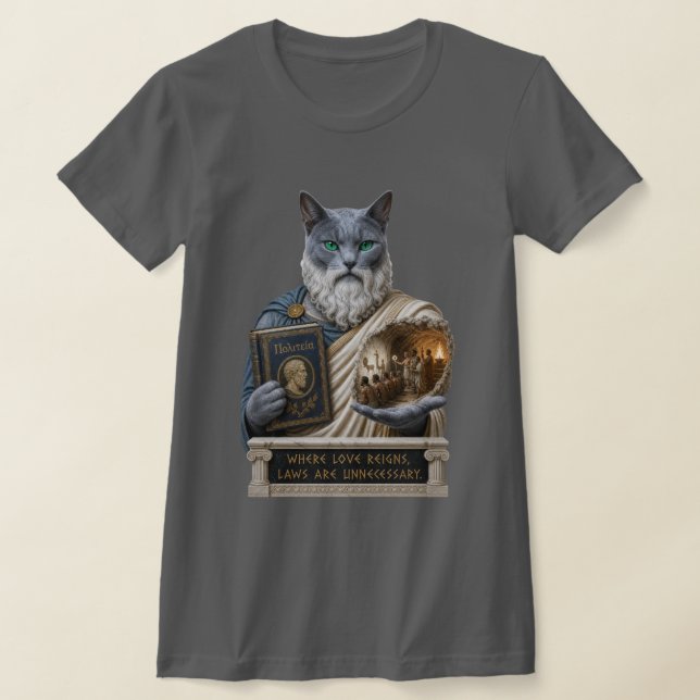 Rysk Blå Plato Katt T Shirt (Laydown)