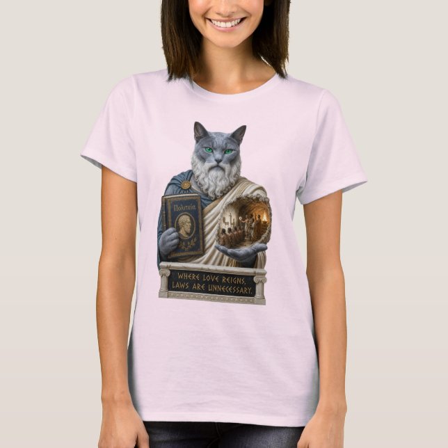 Rysk Blå Plato Katt T Shirt (Framsida)