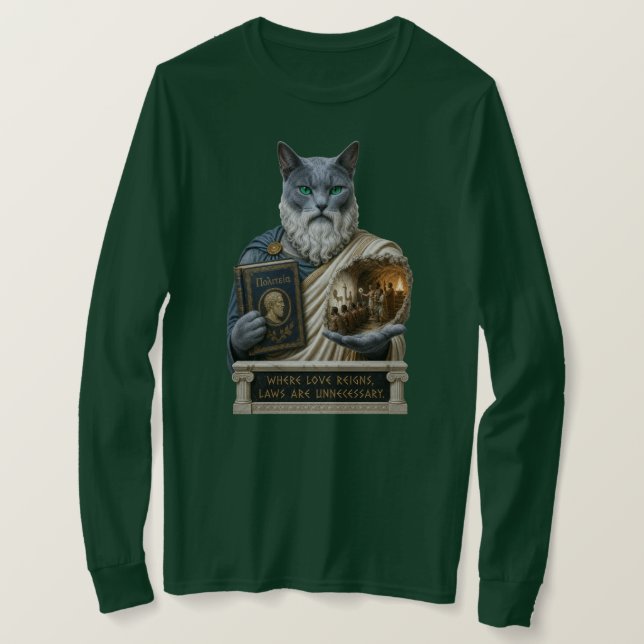 Rysk Blå Plato Katt T Shirt (Design framsida)