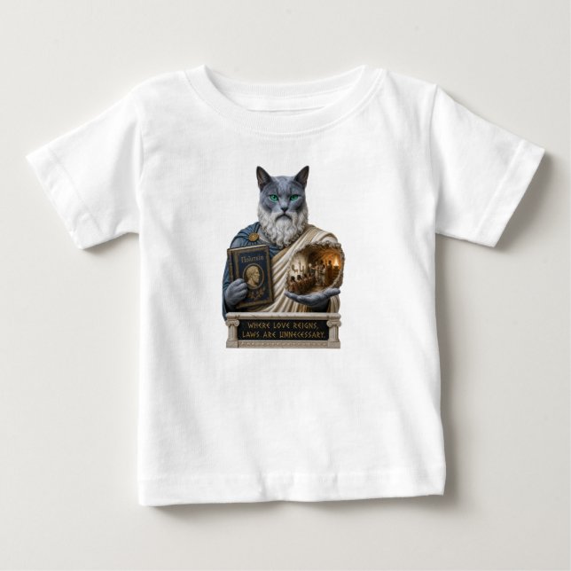 Rysk Blå Plato Katt T Shirt (Framsida)
