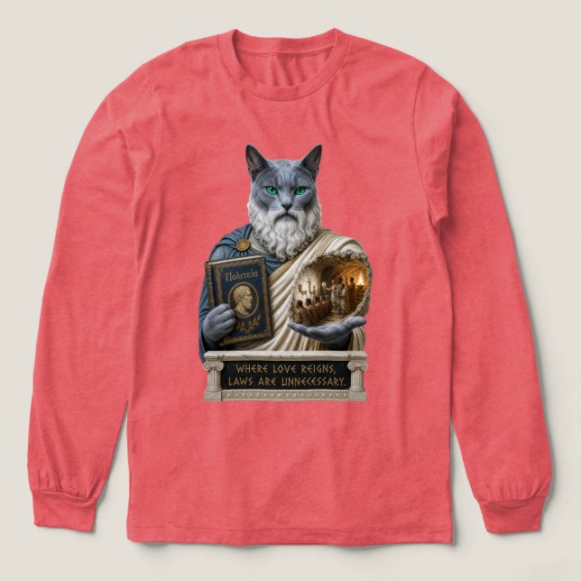 Rysk Blå Plato Katt T Shirt (Design framsida)