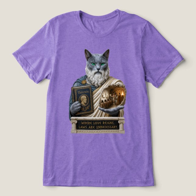 Rysk Blå Plato Katt T Shirt (Design Framsida)