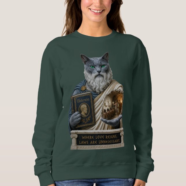 Rysk Blå Plato Katt T Shirt (Framsida)