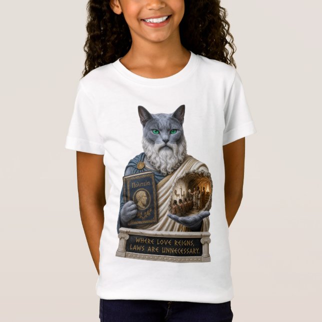 Rysk Blå Plato Katt T Shirt (Framsida)