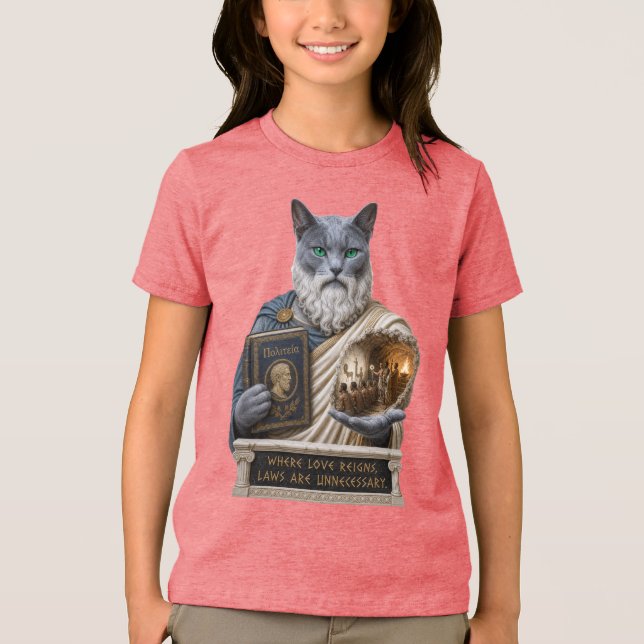 Rysk Blå Plato Katt T Shirt (Framsida)