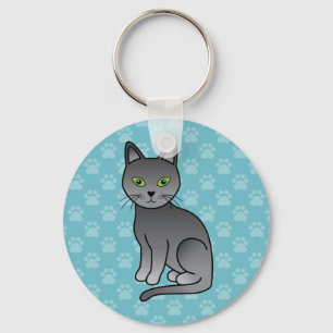 Rysk blå ras seriefigur katt design nyckelring