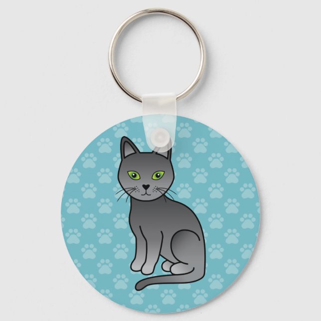 Rysk blå ras seriefigur katt design nyckelring (Framsida)