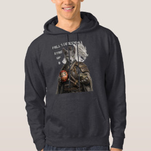 Rysk Blå Samurajkatt Hoodie