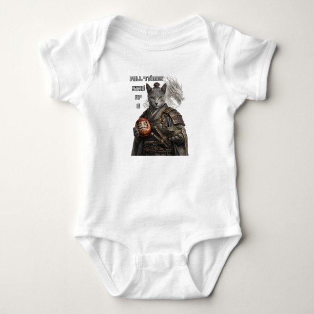 Rysk Blå Samurajkatt T Shirt (Framsida)