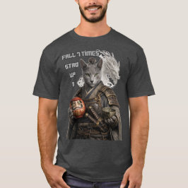 Rysk Blå Samurajkatt T Shirt