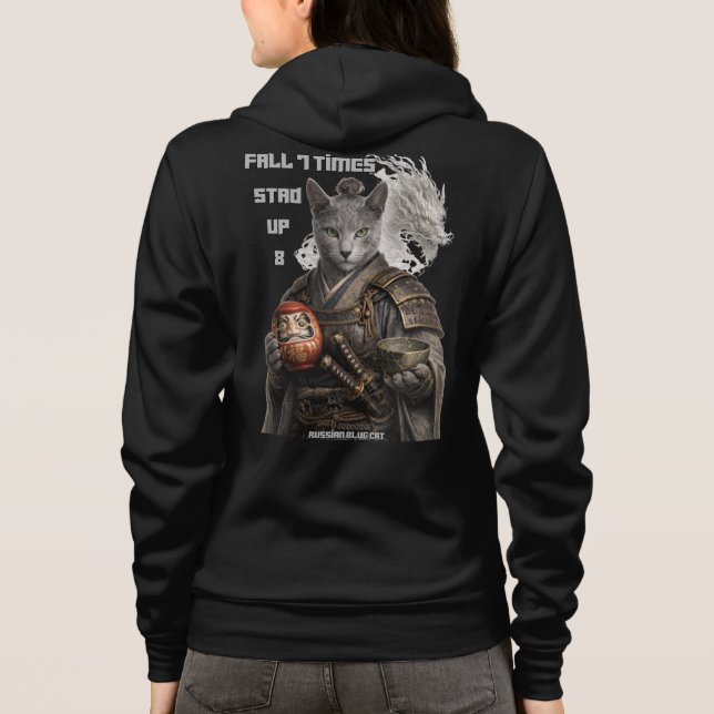 Rysk Blå Samurajkatt T Shirt (Baksida)
