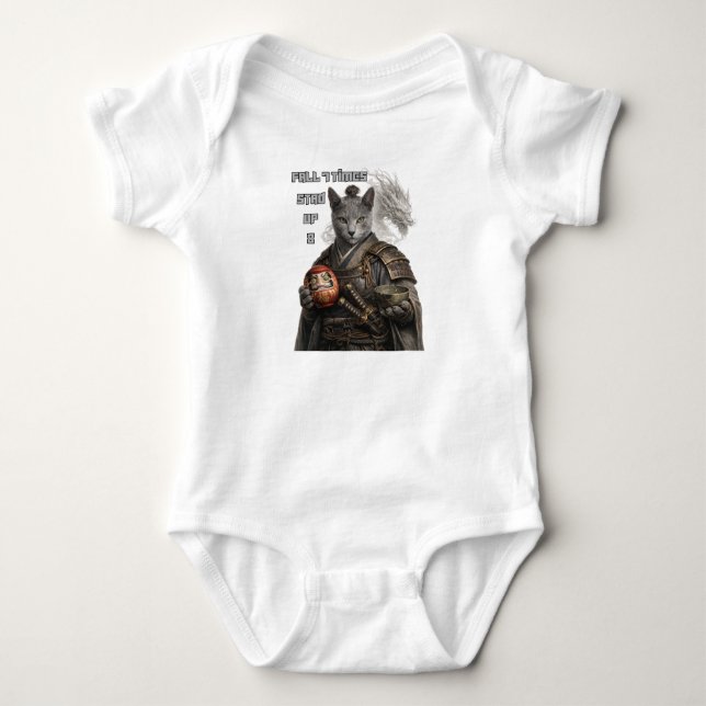 Rysk Blå Samurajkatt T Shirt (Framsida)