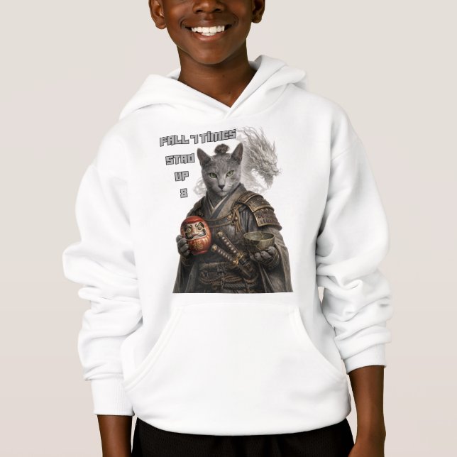 Rysk Blå Samurajkatt T Shirt (Framsida)