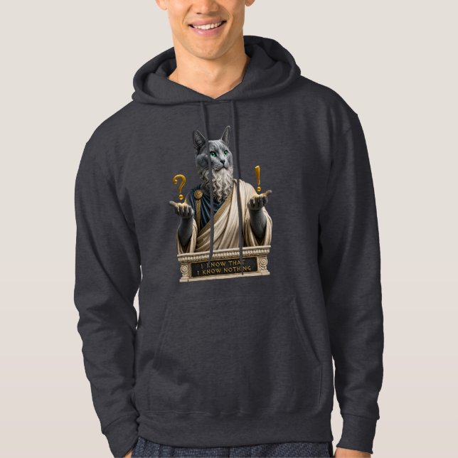 Rysk Blå Socrates Katt Hoodie (Framsida)