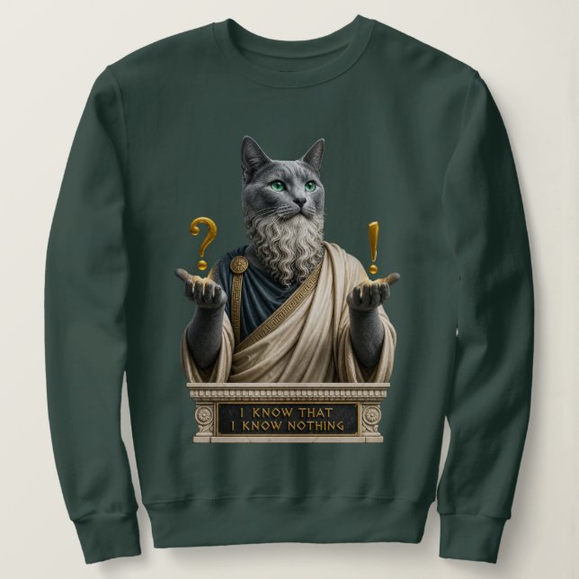 Rysk Blå Socrates Katt T Shirt (Design framsida)