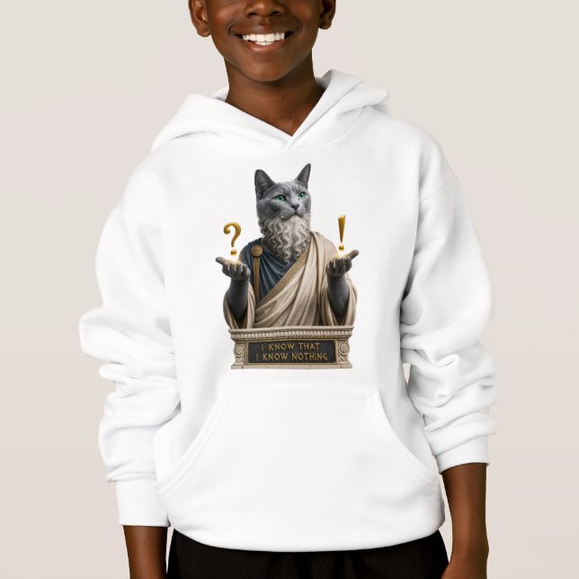 Rysk Blå Socrates Katt T Shirt (Framsida)