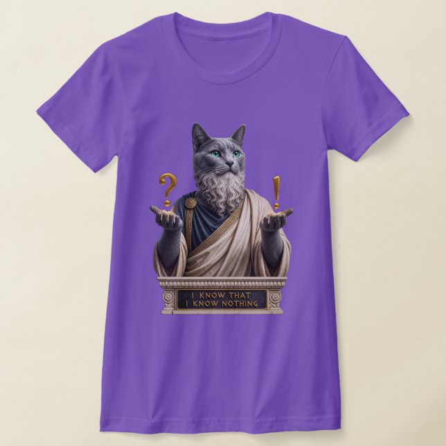 Rysk Blå Socrates Katt T Shirt (Laydown)
