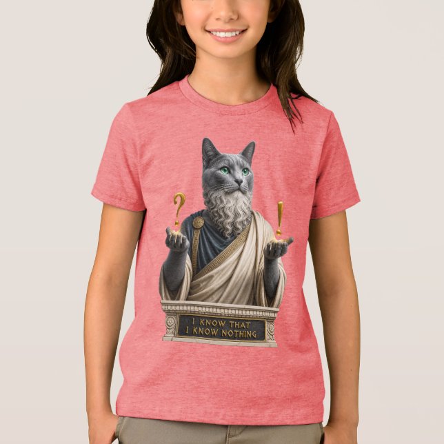 Rysk Blå Socrates Katt T Shirt (Framsida)