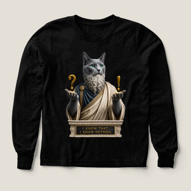 Rysk Blå Socrates Katt T Shirt (Design framsida)
