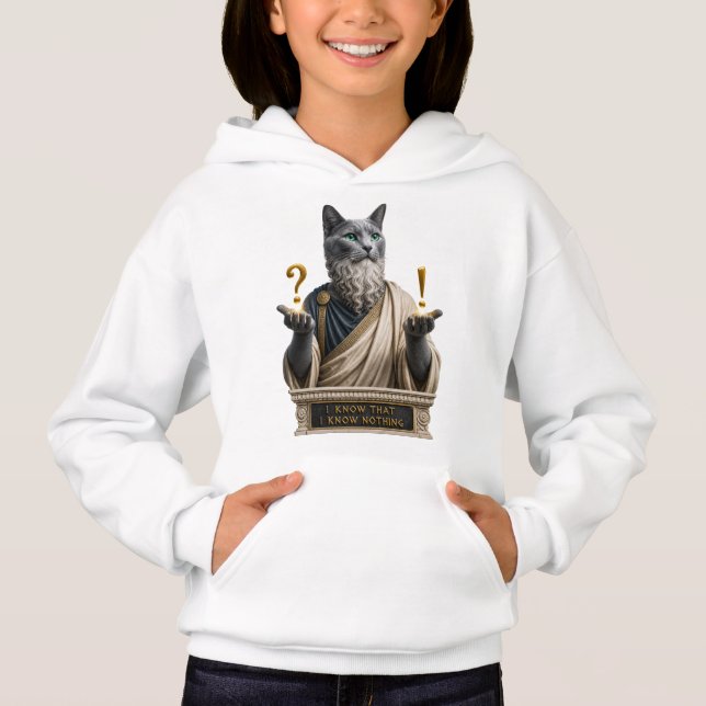 Rysk Blå Socrates Katt T Shirt (Framsida)