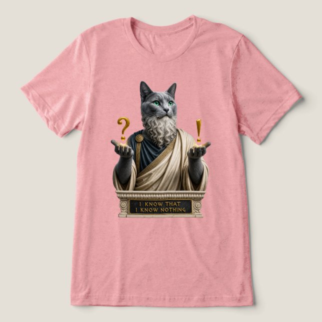 Rysk Blå Socrates Katt T Shirt (Design Framsida)