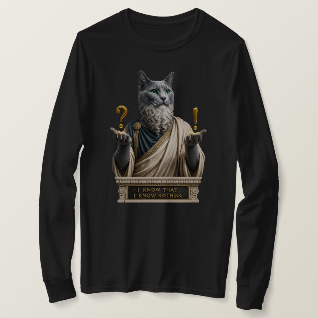 Rysk Blå Socrates Katt T Shirt (Design framsida)