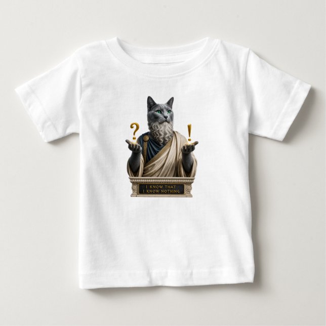 Rysk Blå Socrates Katt T Shirt (Framsida)