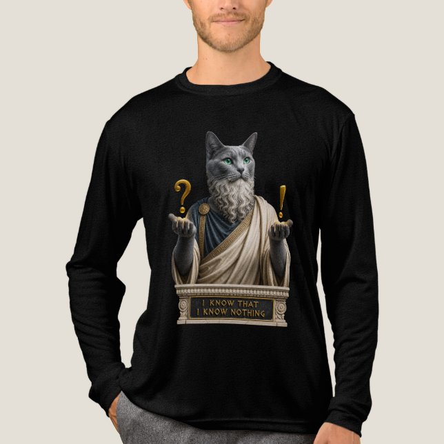 Rysk Blå Socrates Katt T Shirt (Framsida)