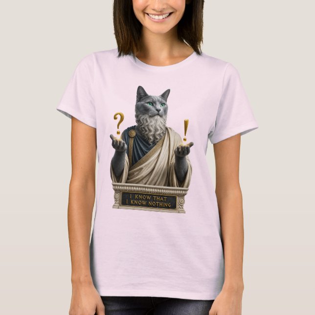 Rysk Blå Socrates Katt T Shirt (Framsida)