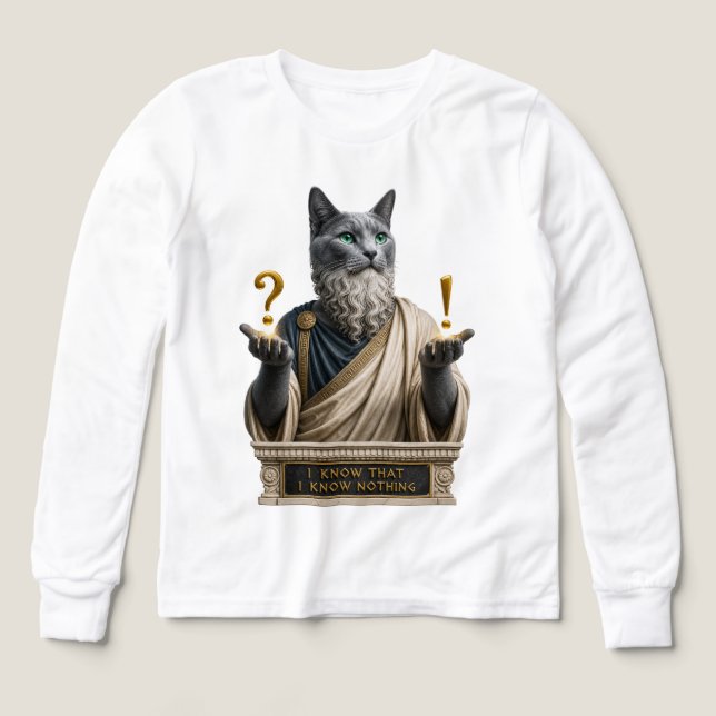 Rysk Blå Socrates Katt T Shirt (Design framsida)