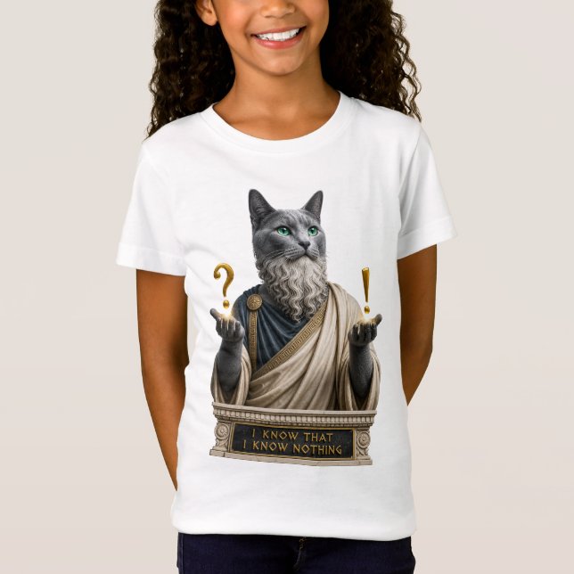 Rysk Blå Socrates Katt T Shirt (Framsida)