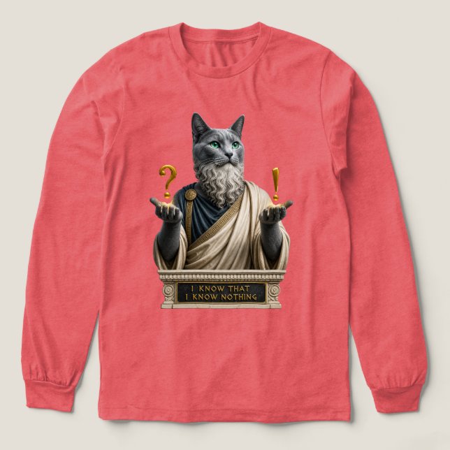 Rysk Blå Socrates Katt T Shirt (Design framsida)