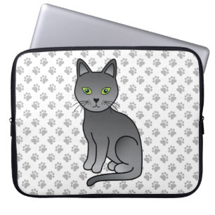 Rysk blå söt seriekatillustration & tassar laptop fodral