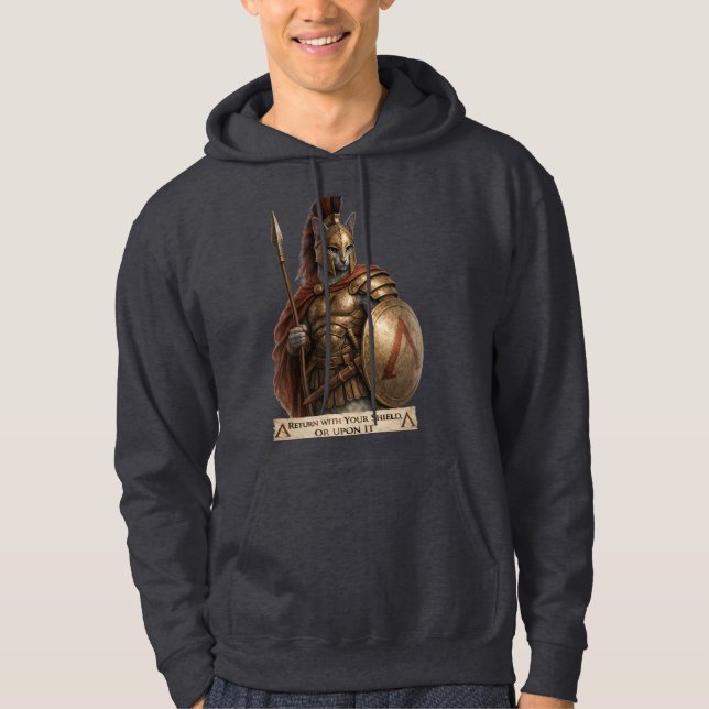 Rysk Blå Spartansk Katt Hoodie (Framsida)
