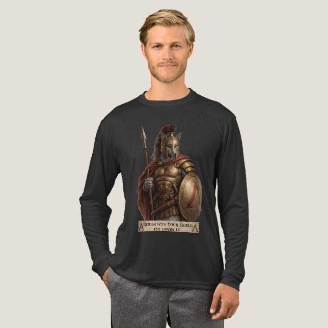 Rysk blå spartansk katt t shirt (Hel framsida)