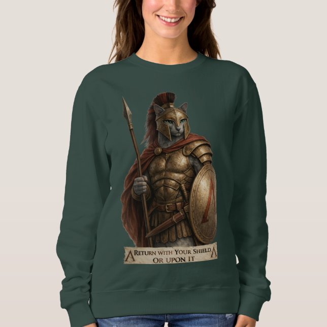 Rysk Blå Spartansk Katt T Shirt (Framsida)