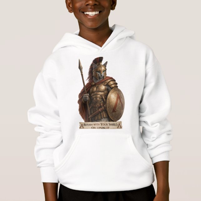 Rysk Blå Spartansk Katt T Shirt (Framsida)