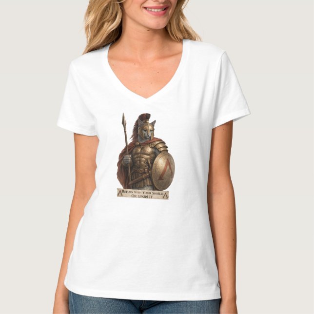 Rysk Blå Spartansk Katt T Shirt (Framsida)