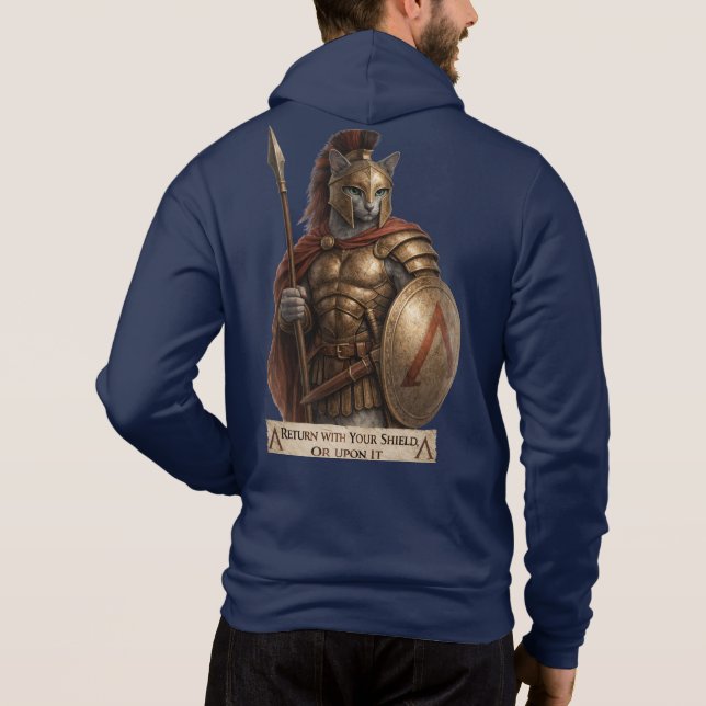 Rysk Blå Spartansk Katt T Shirt (Baksida)