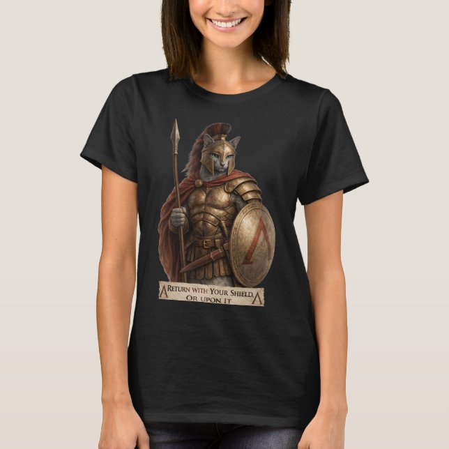 Rysk Blå Spartansk Katt T Shirt (Framsida)