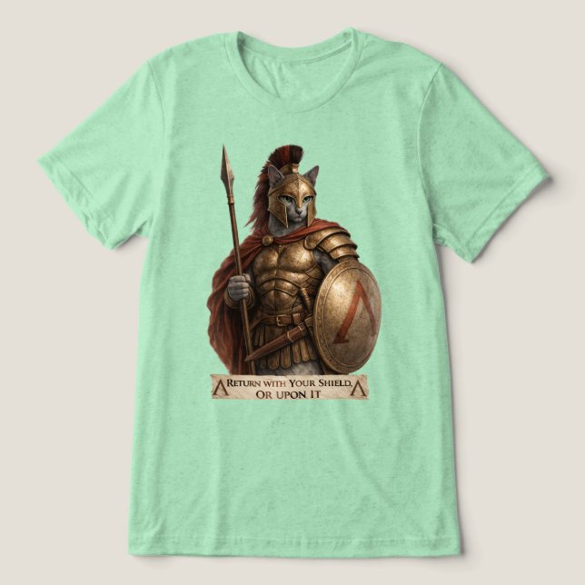 Rysk blå spartansk katt t shirt (Design Framsida)
