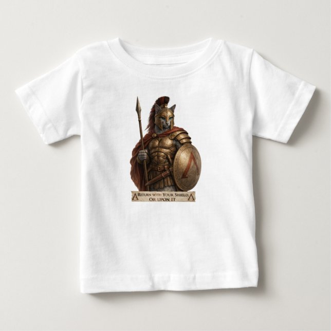 Rysk Blå Spartansk Katt T Shirt (Framsida)