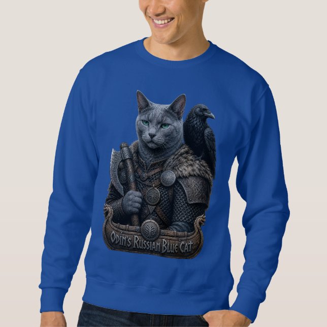 Rysk Blå Veteran Odin’s Cat Lång Ärmad Tröja (Framsida)