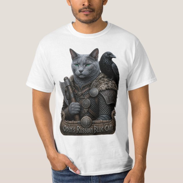 Rysk Blå Veteran Odin’s Cat T Shirt (Framsida)