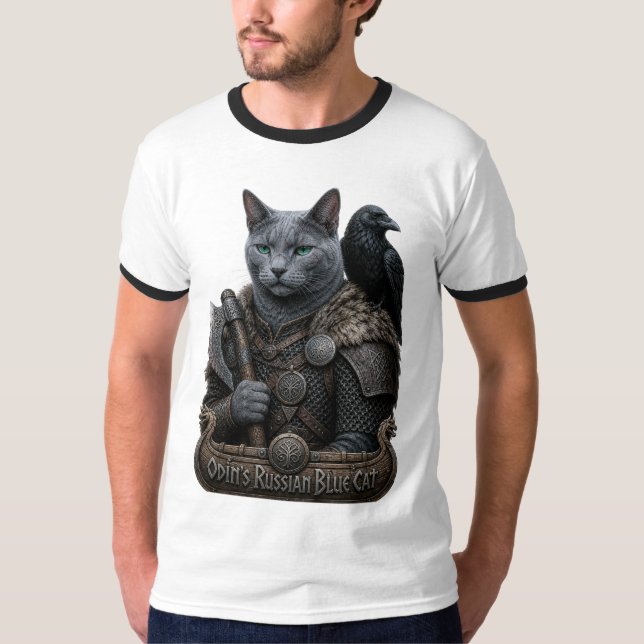 Rysk Blå Veteran Odin’s Cat T Shirt (Framsida)