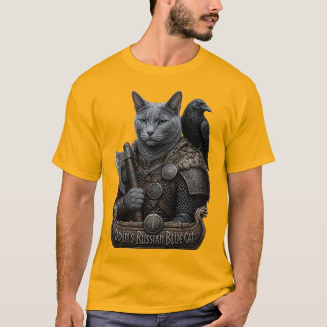 Rysk Blå Veteran Odin’s Cat T Shirt (Framsida)